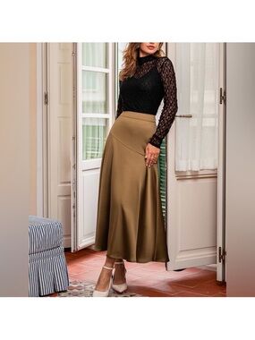 CUPSHE Take the Spotlight Brown Maxi Skirt